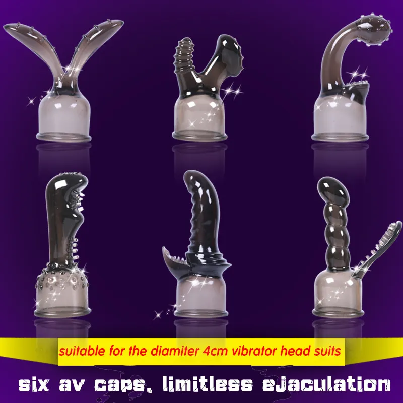 6 stks siliconen spuitmonden voor toverstaf zachte siliconen caps van vibrators, accessoire van sex producten volwassen speelgoed voor vrouwen