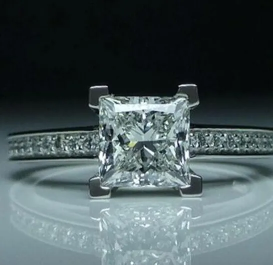 CloseWhole - Maat 4-11 Prinses geslepen 1ct Topaas Luxe sieraden Gesimuleerde diamanten edelstenen Bruiloft verlovingsring Finger263E