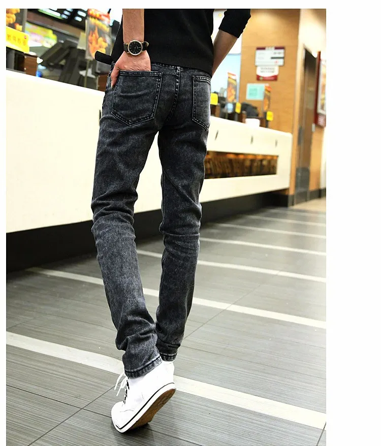 Hot Sale Men Jeans Pencil Pants Elastic Jeans Men Sports Casual Slim Fit Pants Trousers Skinny Boys  Jean Male Denim