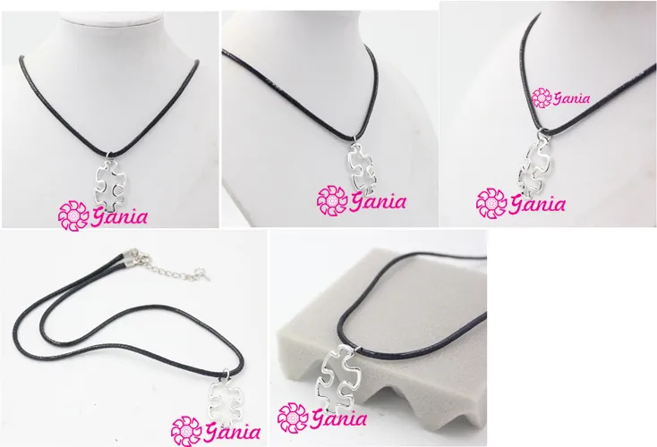 Newest Wholesale Autism Puzzle Jewelry Awareness Puzzle Autism Pendant Necklace Autism Awareness Gift Jewelry