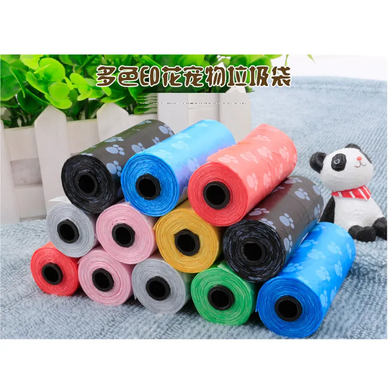 Cute Pet Garbage Bag Dog Foot Painted Dog Garbage Bag Clean-up Bag Pick Up Waste Poop Bag Refills Convenient Dog Poop Bag287J