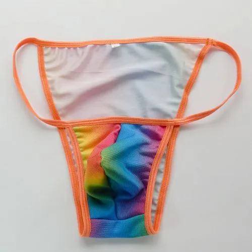 Męskie stringi Bikini Fashional majtki wybrzuszenie wyprofilowane etui G4484 rozciągliwe pływanie bielizna męska kolory tęczy