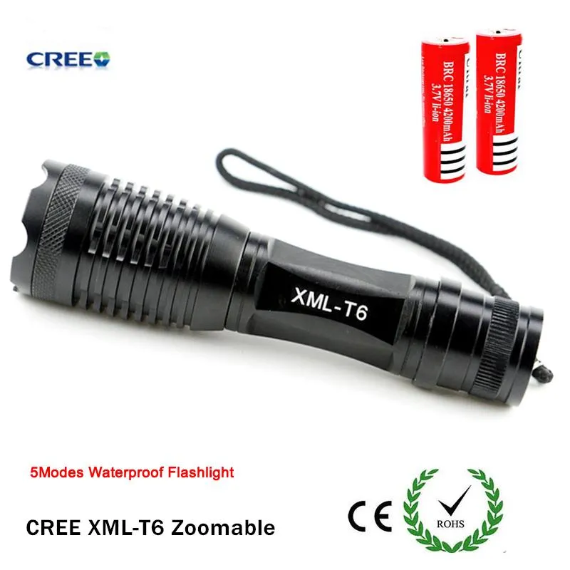 Nueva Llegada Negro Ultrafire LED Linternas Durable Cree XML T6 LED Antorchas para Camping 2000 Lumen Aleación de Aluminio Material de La Venta Caliente XML3T6