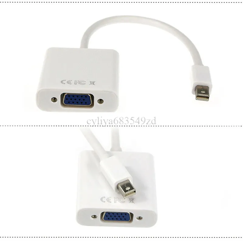 50 adet Thunderbolt Displayport Ekran portu Mini DP Macbook PC için VGA Adaptörü Dönüştürücü Kablosu Perakende Paketi Beyaz