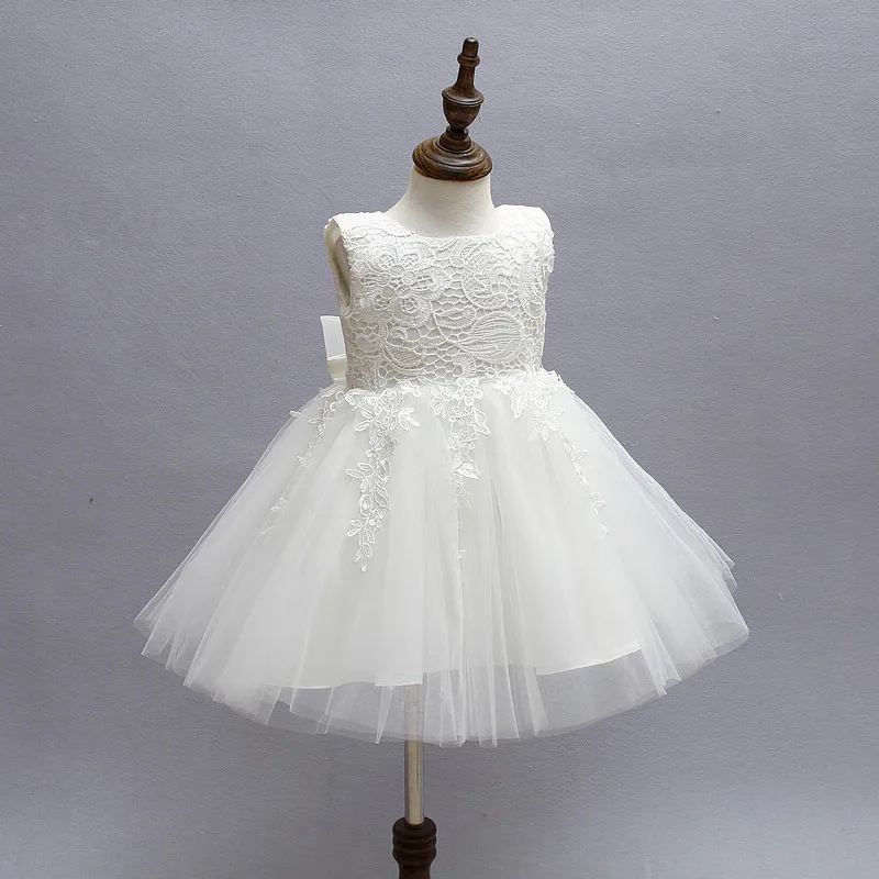 White First Communion Dresses for Girls 2016 Brand Tulle Lace Spädbarn Toddler Pagant Flower Girl Dress för bröllop och födelsedag