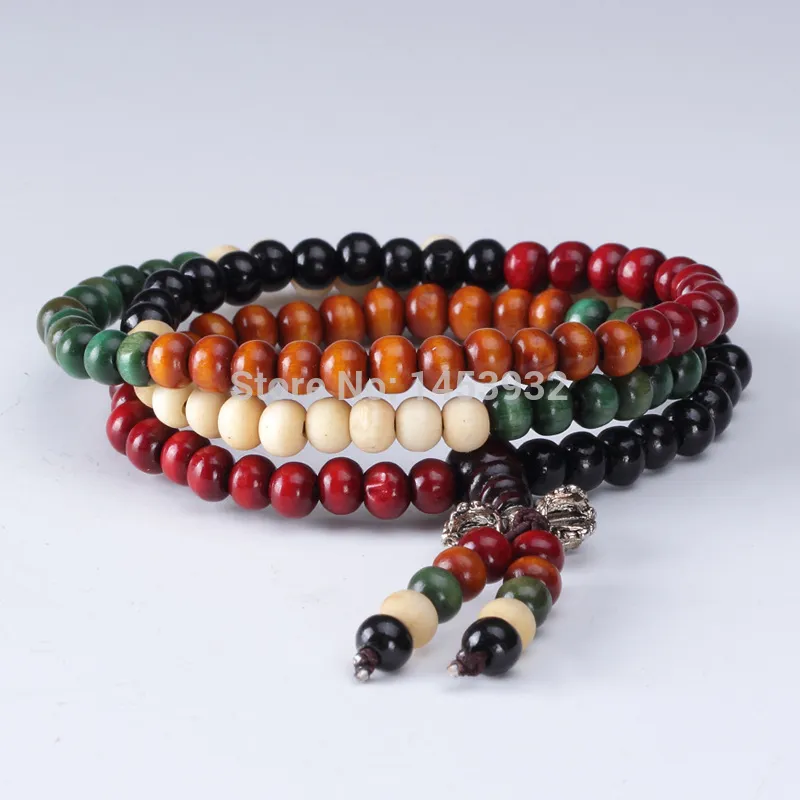 Colorless Sandalwood Health Buddha Kralen Link Ketting Armband Hout Ronde Charme Kleurrijke Boeddhistieke Armbanden Sieraden voor Vrouwen Mannen