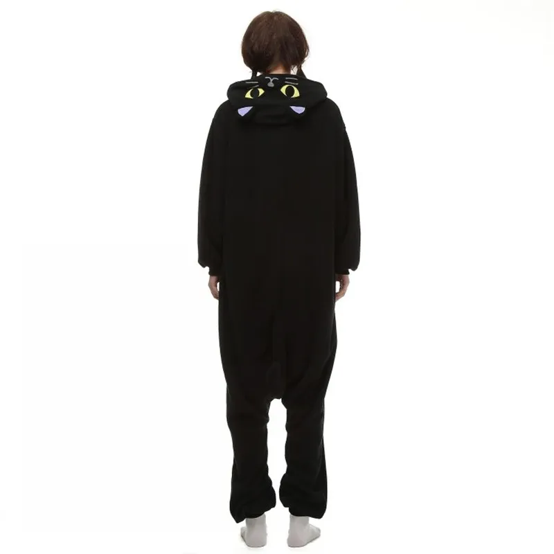 Japonia Anime Cosplay Piżamy Zwierząt Midnight Cat Kitty Night Black Cat Kotek Kigu Cosplay Costume Unisex Dorosły Onesie Sleepwear Cat Kombinezon