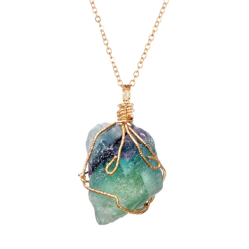 Natural Crystal Quartz Stone Necklace Gemstone Pendant Women Irregular ...