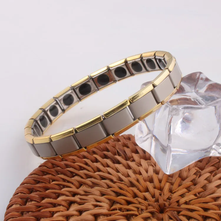 Fastion Lover Para Mężczyźni Kobiety Kwantowy Bio Energy Health Link Łańcuch stali nierdzewnej biżuteria bransoletka z kamieniem magnetycznym germanu