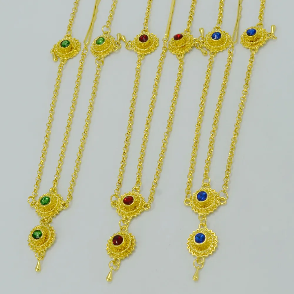 Gold Ethiopian Forehead Chain Head Piece Jewelry 2024 Habesha Eritrea Head Chain Wedding Gifts