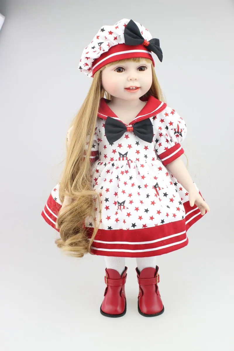 45cm Fashion Girl American Doll Realistisk Full Silicone Vinyl Reborn Baby Jul och födelsedagspresent