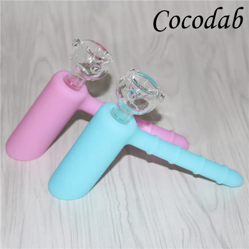 Glow in the dark silicone hammer bubblers silicone percolator bubbler smoking pipes tobacco pipe bongs showerhead perc matrix bubblers DHL