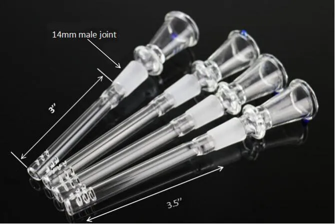 Hookahs Glass Downstem z miską 14 mm męski sameczkowy łodyga clear ma rozproszone cięcia Dwa rozmiary można rozwiązywać
