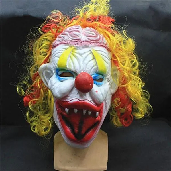 Halloween Scary Party Mask Latex Rolig Clown Wry Ansikte Oktober Spirit Festival Emulsion Terror Masquerade Masker Barn Vuxen 20st