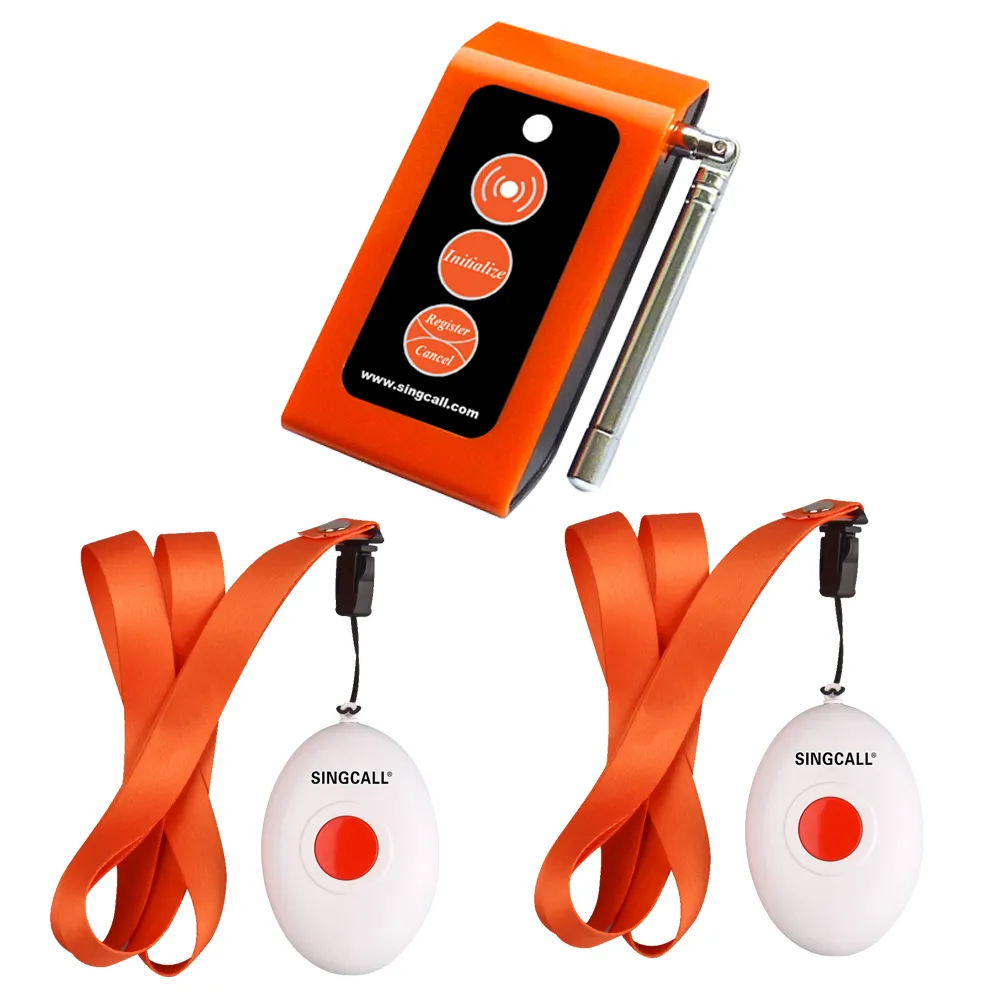 Singcall Wireless Calling System.Pager Service.Smart Opiekun Dwa przyciski połączeń CareGiver Pager Pielęgniarka Alarm