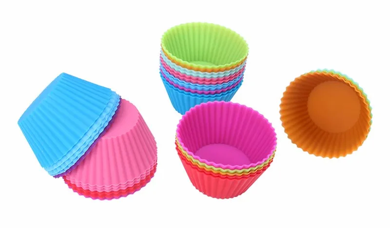 Round Silicone Muffin Cup Cases Cake Cupcake Baking Moulds 7cm Reusable & Nonstick Muffin Cups Kitchen Gadgets Tools