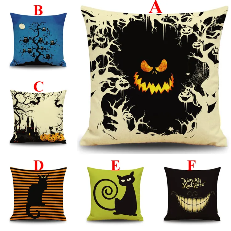 Horrible Style Halloween Pillow Case Linen Square Pillowcases Hallowmas Home Decor Pillow Cover Party Pillowcases Cartoon Cushion Cover Gift