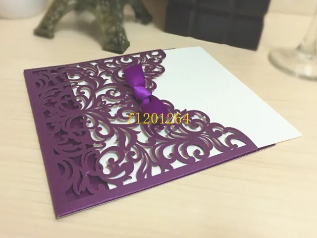 livraison gratuite Style occidental dentelle découpée au Laser motif de fleur personnalisable imprimable cartes d'invitation de mariage 3 couleurs