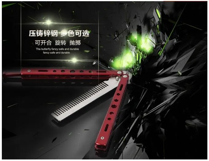 New Arrive Delicate Pro Salon Stainless Steel Folding Training Butterfly Practice Style Knife Comb Tool 