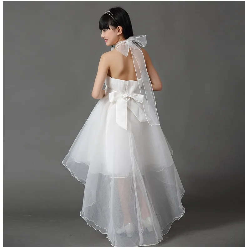 Best Quality White Tulle Flower Girl Dresses For Weddings Elegant Strapless Trailing Dress 2-14 Age Party Birthday Gown For Kids