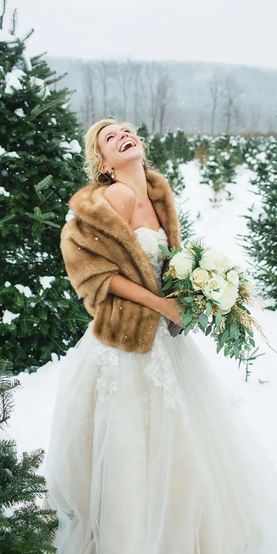 Fur shawls for winter weddings on sale