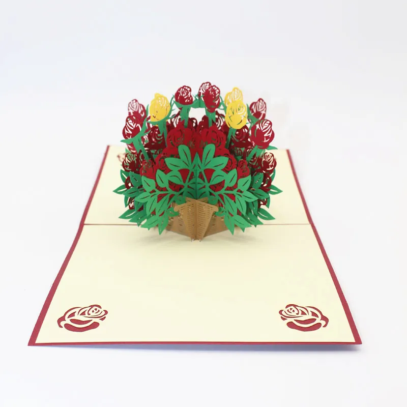 3D rose pop up card greeting cards for congratulation for special Day birthday or wedding valentine039s day6102927