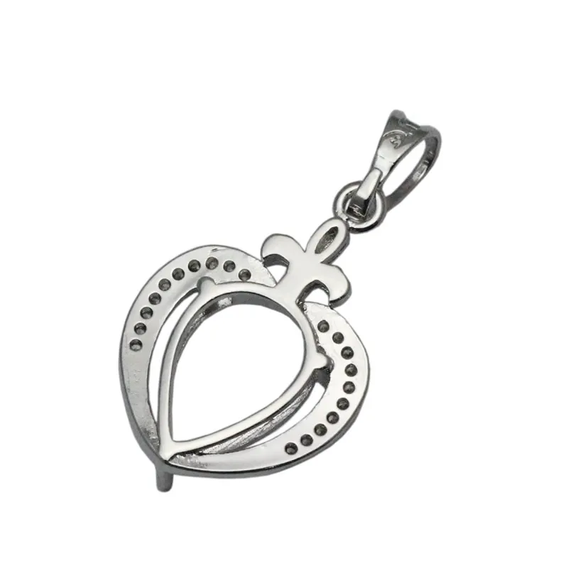 Beadsnice Sterling Silver ketting Hanger Trade Trade Hartvormige hanger Blank Cabochon Setting Gift voor vrienden ID 340523988647