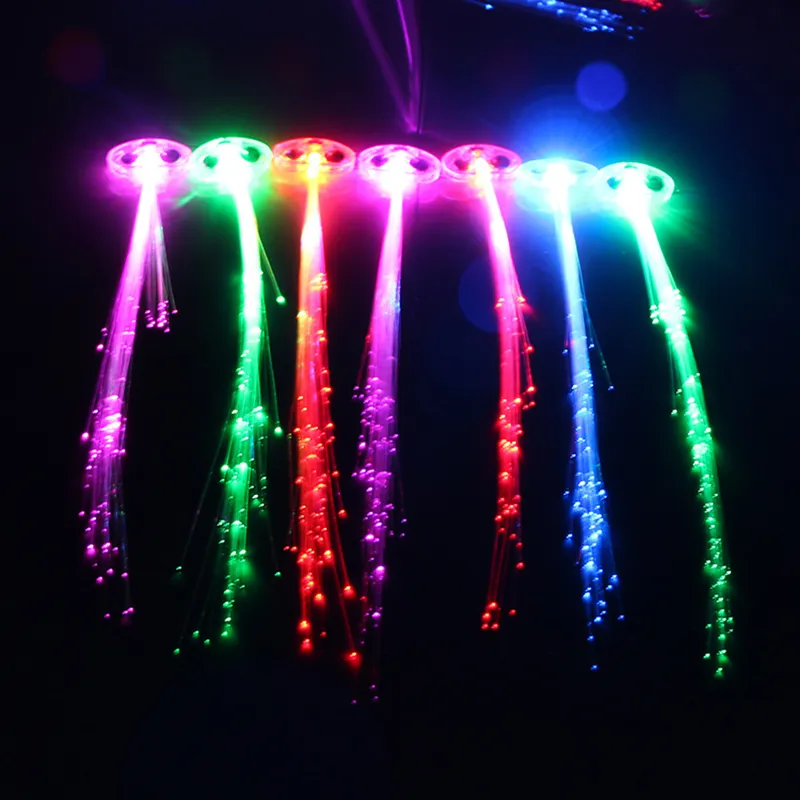 Lysande ljus upp LED hårförlängning Flash Braid Party Girl Hair Glow av Fiber Optic För Party Christmas Night Lights
