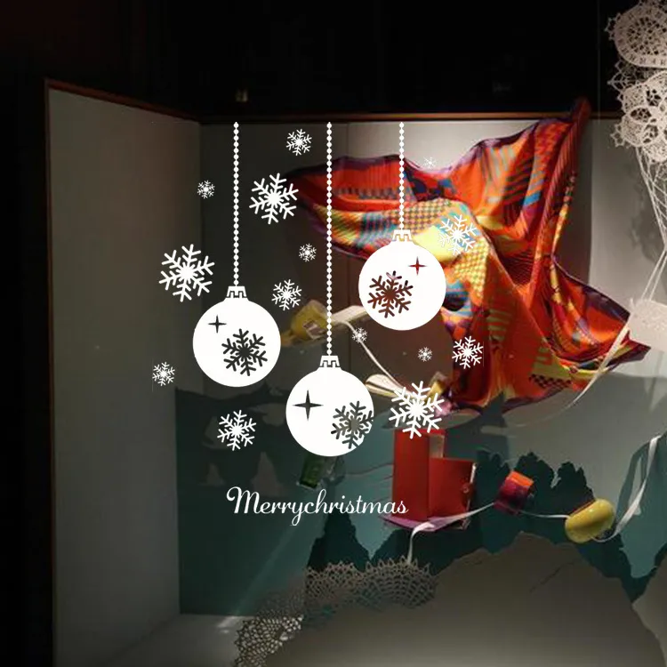 スノータウンクリスマスウォールステッカー大リムーバブルウィンドウガラス装飾的な壁デカールアドルノス・ナビダードウィンドウガラス装飾77