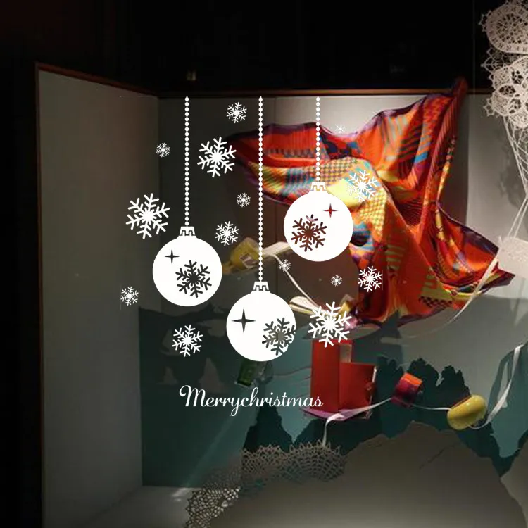 Snow Town Christmas Wall Stickers Large Removable Window Decals ...
