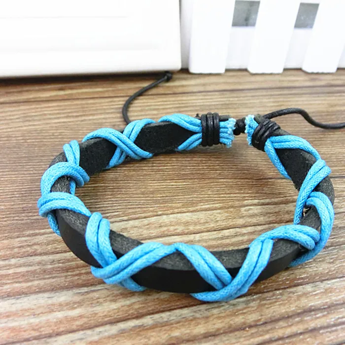 2016 Genuine Leather Braided Bracelets Punk cross Lover`s Wristband Men`s Handmade New Arrival women Fashion Factory price 