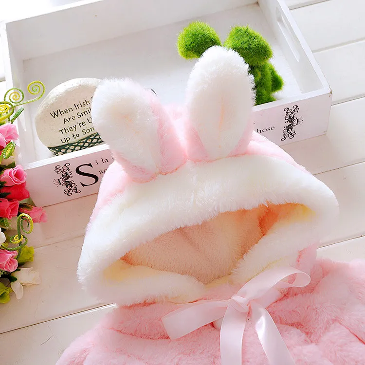 Baby Infant Girls Fur Winter Coat Cloak poncho Jacket Thick Warm Clothes kids girl Cute Hooded Long Sleeve Coats7426701