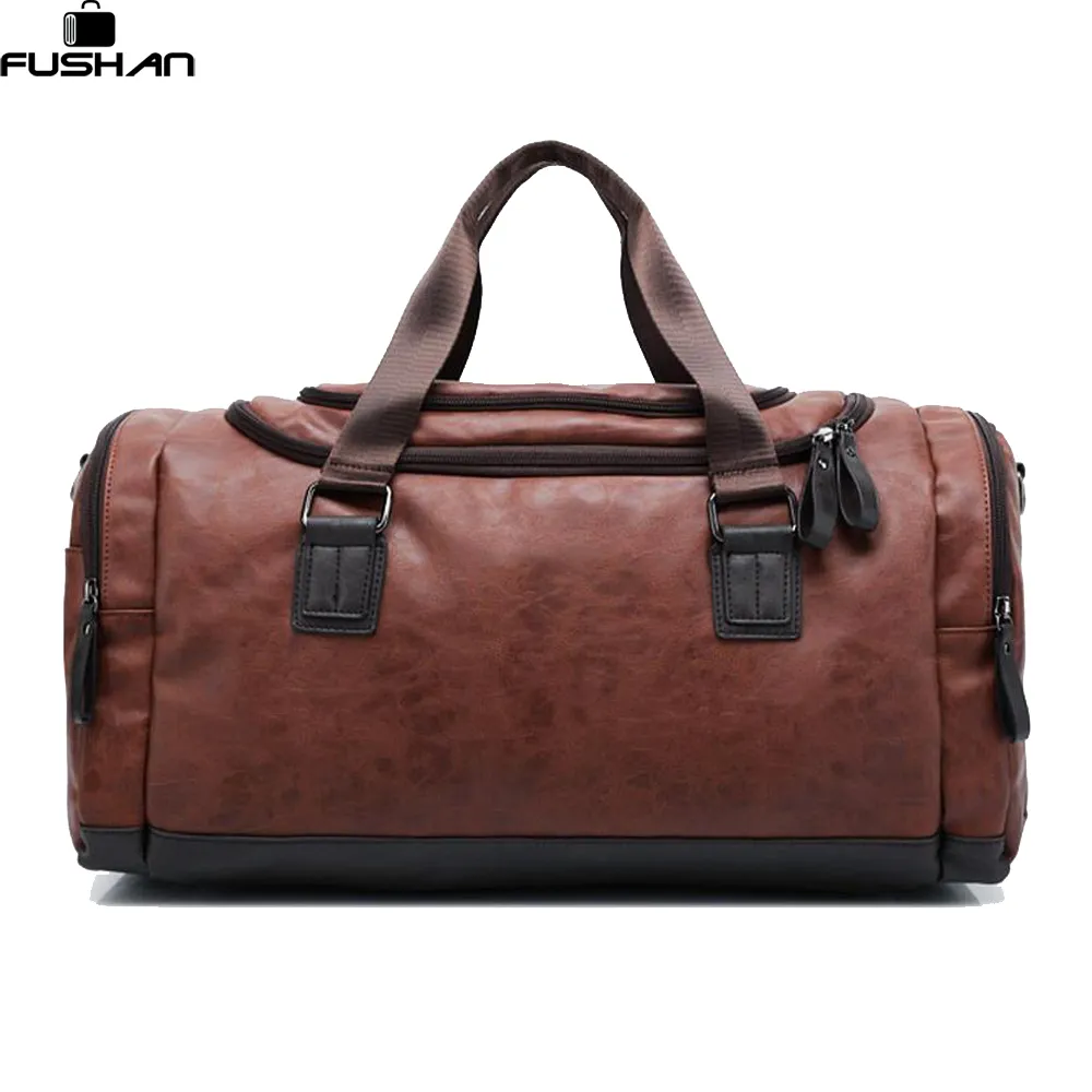 Wholesale- New Genuine leather travel bag Men duffel bag large capacity bags with shoulder Strap shoulder bag leahter Handbag for Male