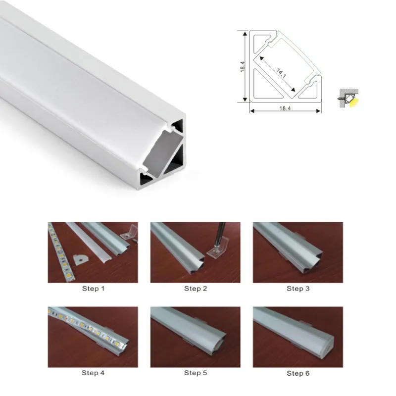 100 x 1 m Sätze/Los, 30-Grad-Winkel-LED-Aluminiumprofil und V-Eckkanal für Küchen- oder LED-Schranklampen
