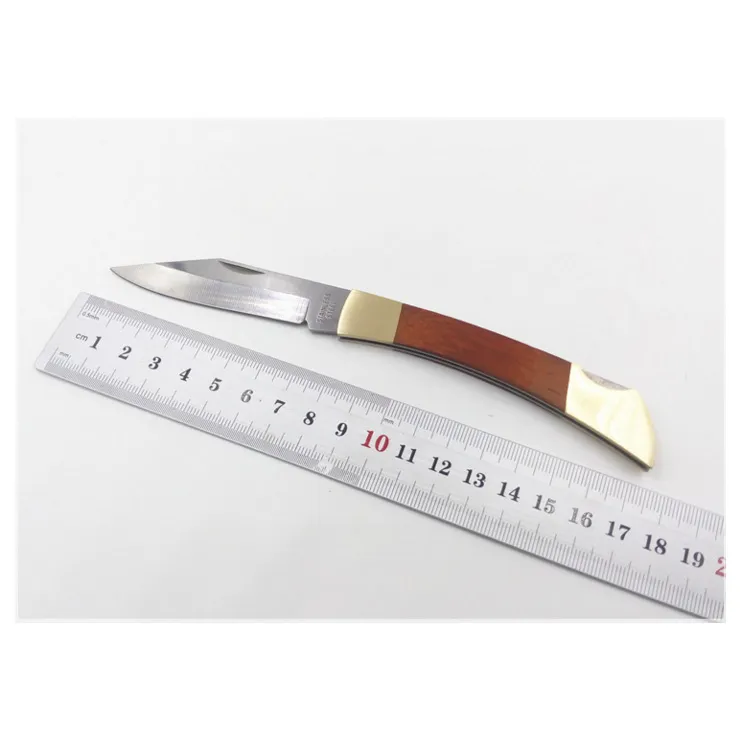 Directo de fábrica de alta calidad Ghillie hoja plegable cuchillos de fruta madera + mango de cabeza de cobre cuchillo Mini EDC cuchillos de supervivencia de bolsillo