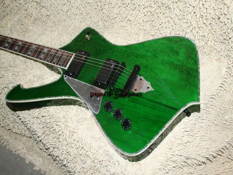 Vänster gitarr Iceman anpassad elektrisk gitarr i gröna gitarrer Ree frakt