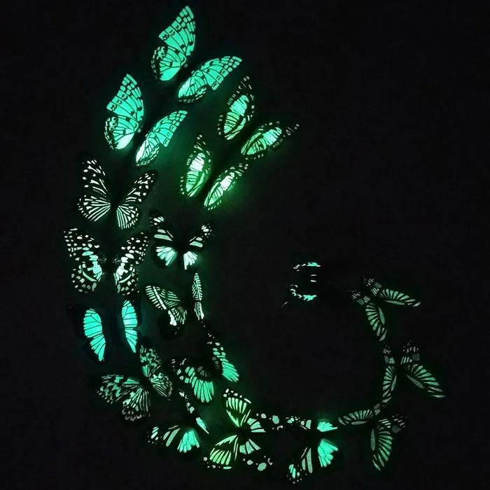 Atacado 3D Luminosa Borboleta Adesivos de Parede com Ímã 10 CM Asa Borboletas Coloridas Quarto Sala de estar Decoração de Casa Decoração Fridage