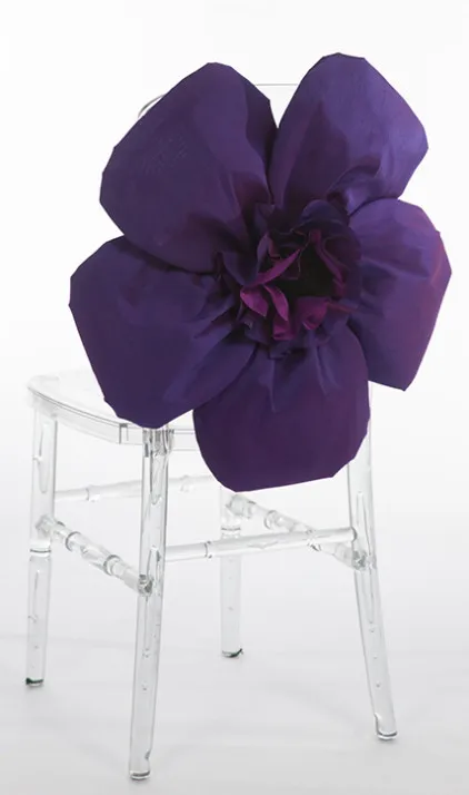 2016 Taffeta Big 3D Flower Wedding krzesło Szarże Romantyczne okładki kwiatowe materiały ślubne