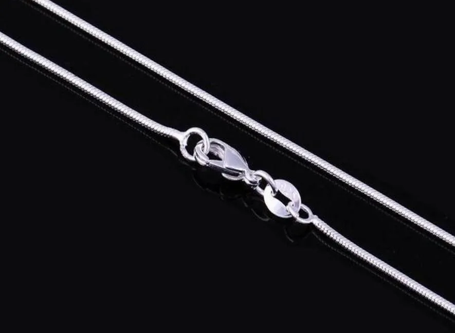 925 Sterling Silver Plated Snake Necklace Fashion Smooth Link Chain Lobster Clasp Fit Pendant 1mm 16-24 inch DHL