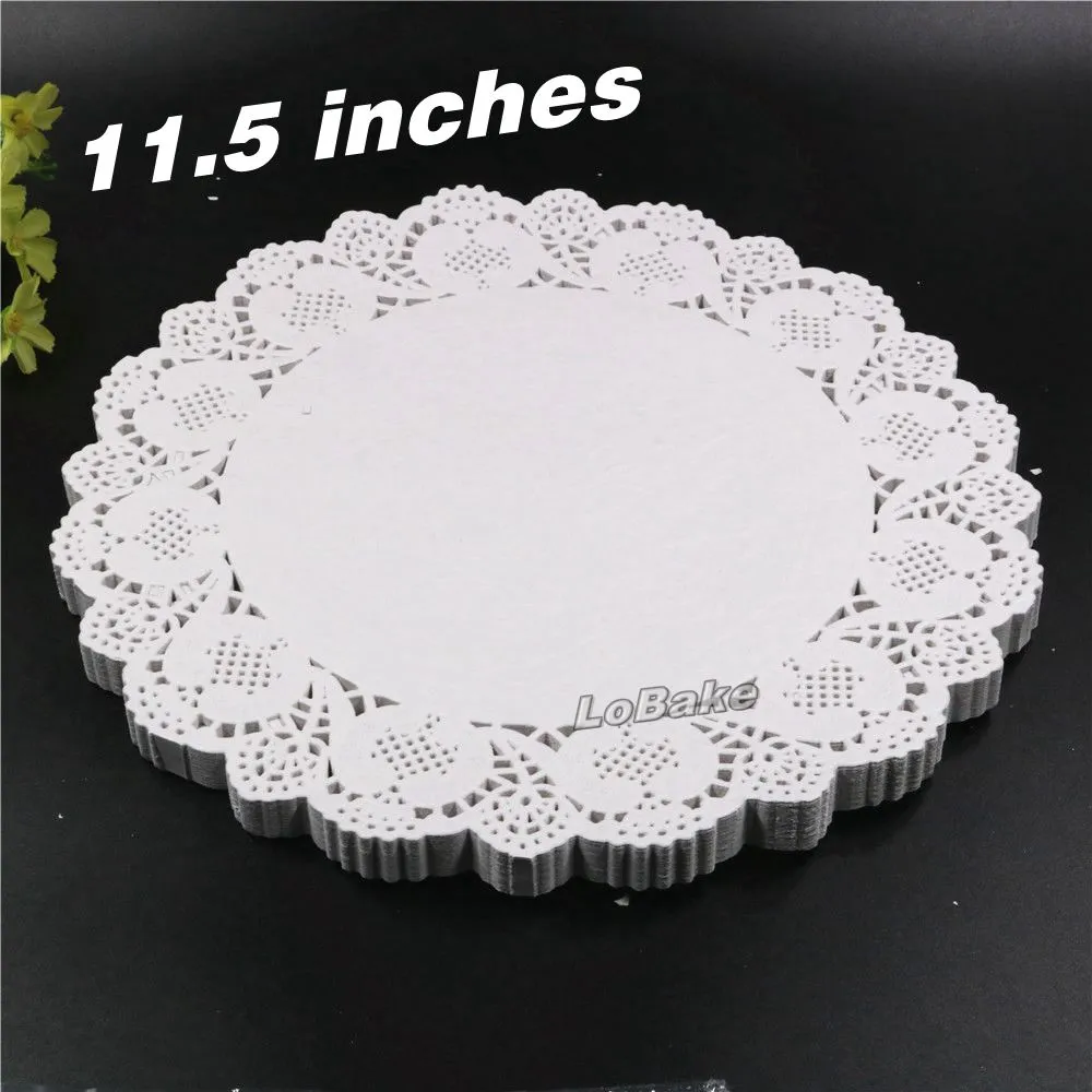 Ensemble de 160pcs / paquet Nouveau 11 / 5 pouces rond en forme de fleur blanc creux design papier dentelle napperon pour ensemble de cuisine de tab344V