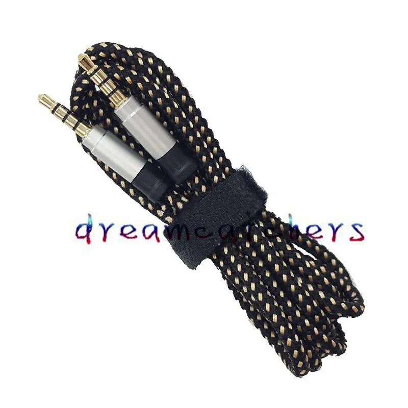 35mm Male Stereo Auxiliary AUX Cable Extension Unbroken Metal Nylon Braided Car Audio Cable 3M 10FT for iphone MP3 Speaker Tablet5311513
