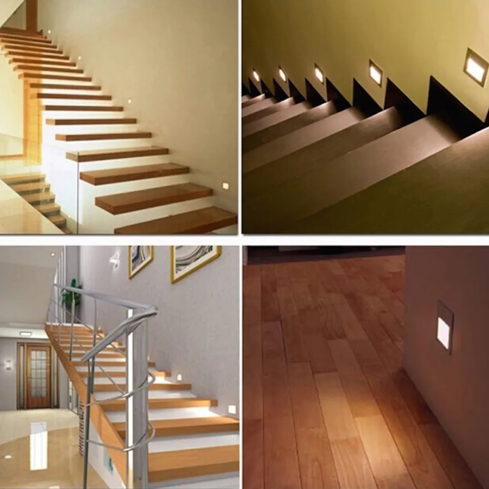 Hot Sälj Ny 1,5W LED Corner Wall Lamp 85-265V LED Footlight Embedded LED Trappor Steg Nattljus LED COB STAIR Väggbelysning