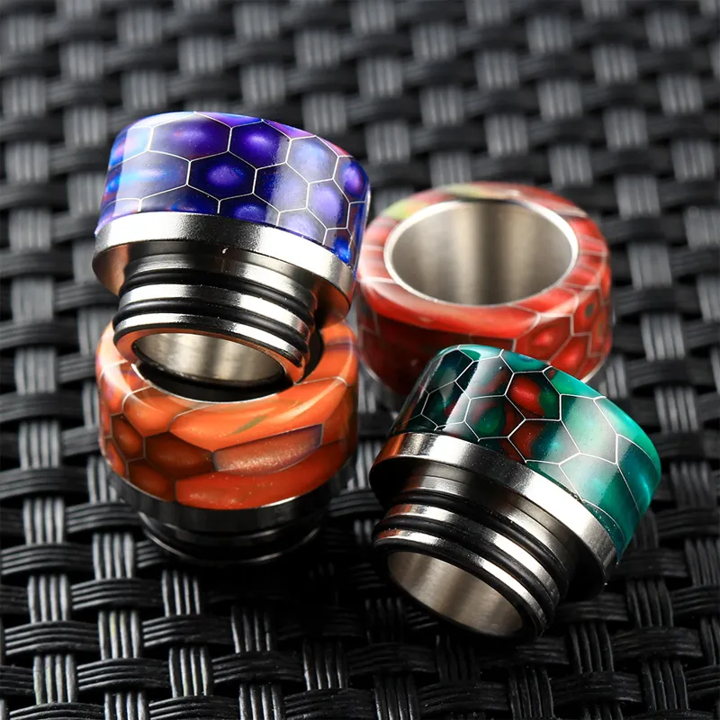 810 TFV8 Grid Drip Tips Epoxy Resin Stainless Steel Drip Tip Wave Wide Bore Mouthpiece for TFV8 TFV12 Smoking Accessories DHL Free