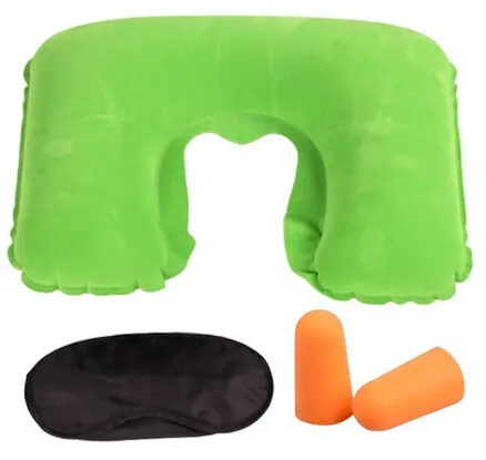 3 i 1 utomhus camping bil resa kit set uppblåsbara nackstöd kudde kudde + ögonskugga mask blink + 2 öronproppar