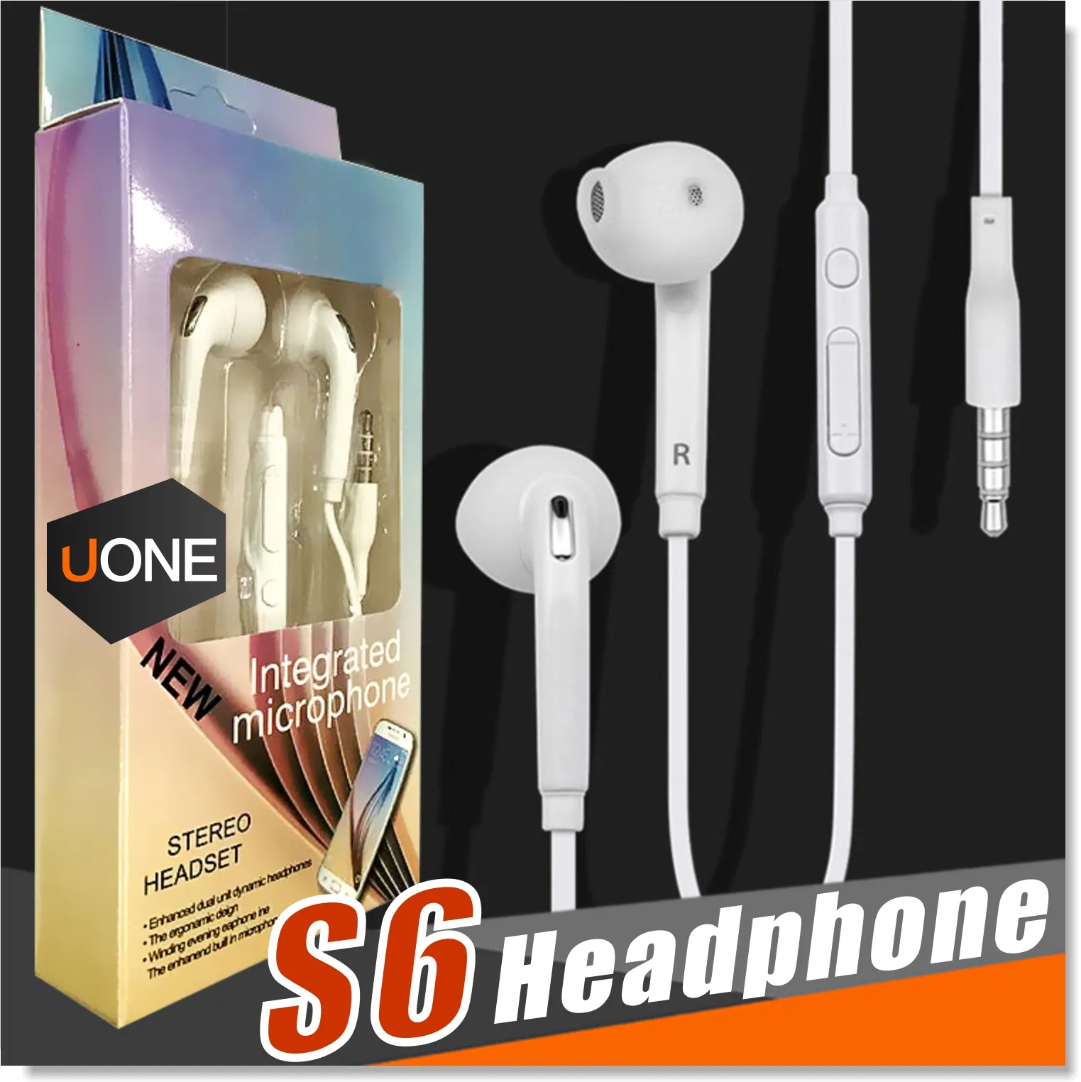 S6 S7 Fones de ouvido Fones de ouvido J5 Fones de ouvido Fones de ouvido para Jack In Ear com fio Com microfone Controle de volume 3,5 mm Branco Sem RetailBox