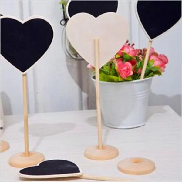 30 pièces Mini tableau en bois tableau noir sur bâton support porte-carte tableau d'affichage Shabby Chic pour les décorations de fête de mariage 3 tailles