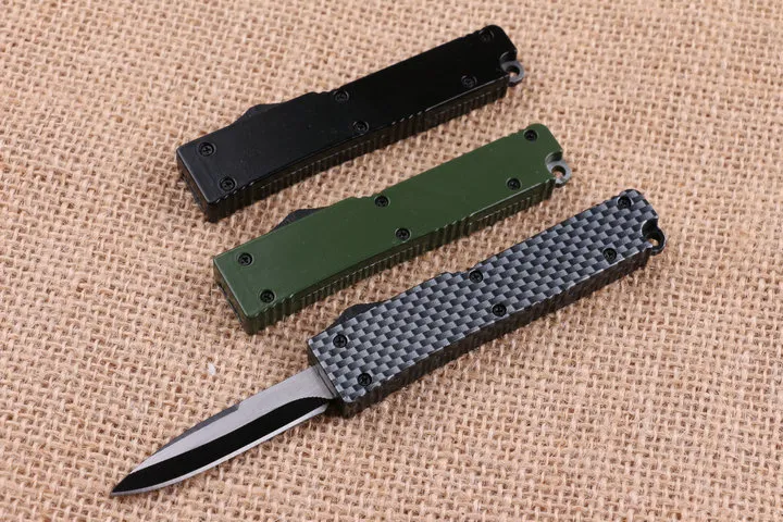 mini Key buckle knife aluminum T6 green black carton fiber plate double action Folding Knives gift knife xmas knife Free shipp