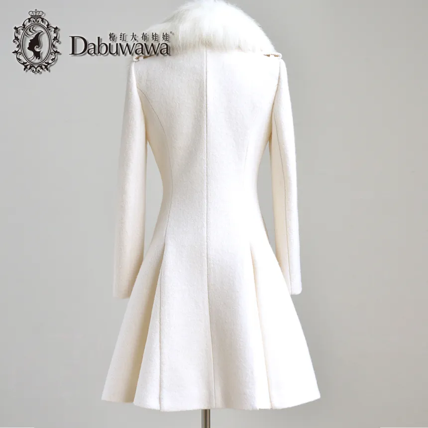 Long winter 2024 white wool coat
