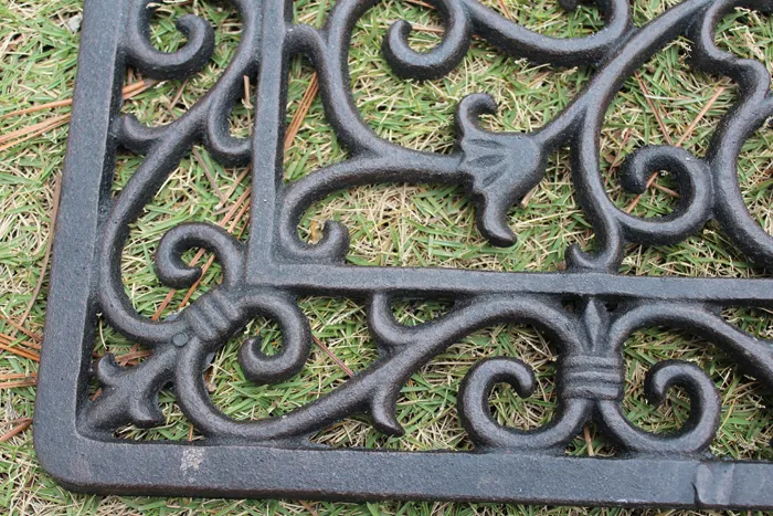 Cast Iron Doormat Scroll Door Mat Home Decoration Rectangular Metal Brown Antique Garden Farmhourse Doorway Theshold Ornament