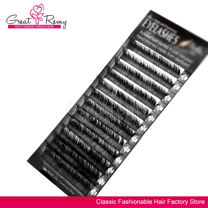 Greatremy Individual Eyelashes Extensions Naturlig tjock mjukt mink Fake Eyelashes Längd 8mm 9mm 10mm 11mm 12mm 14mm 1 bricka